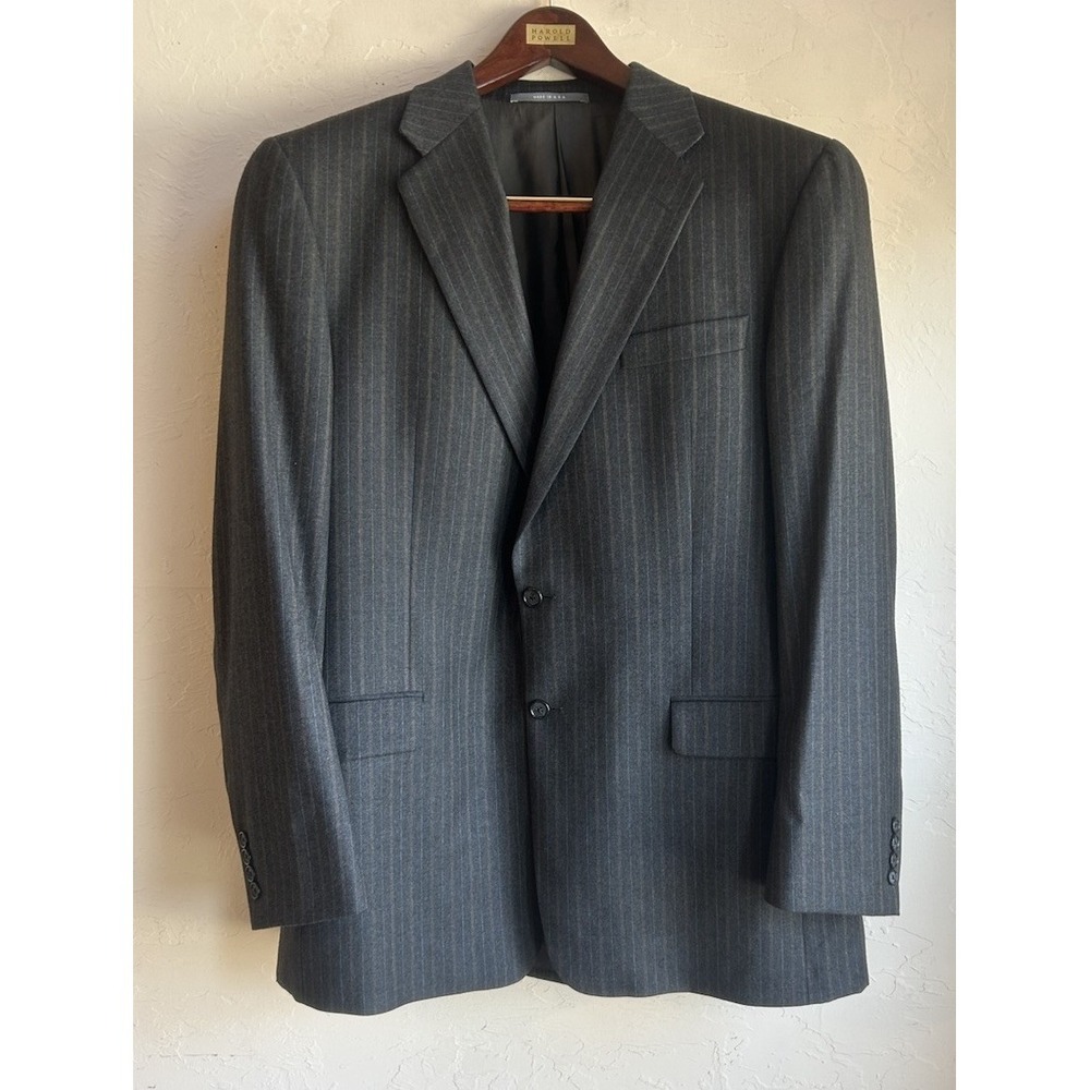 Hickey Freeman 42L 38x33 Gray Multi-Stripe Mens 100% Worsted Wool Luxury Suit